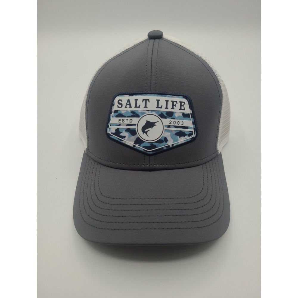 Salt Life Baseball Cap Hat Mesh Grey‎ White Live Salty Snap Back Youth NEW